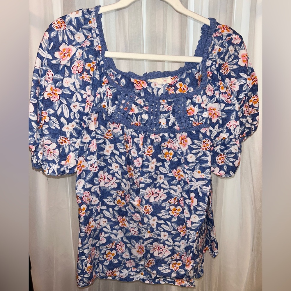 Blue Floral Top